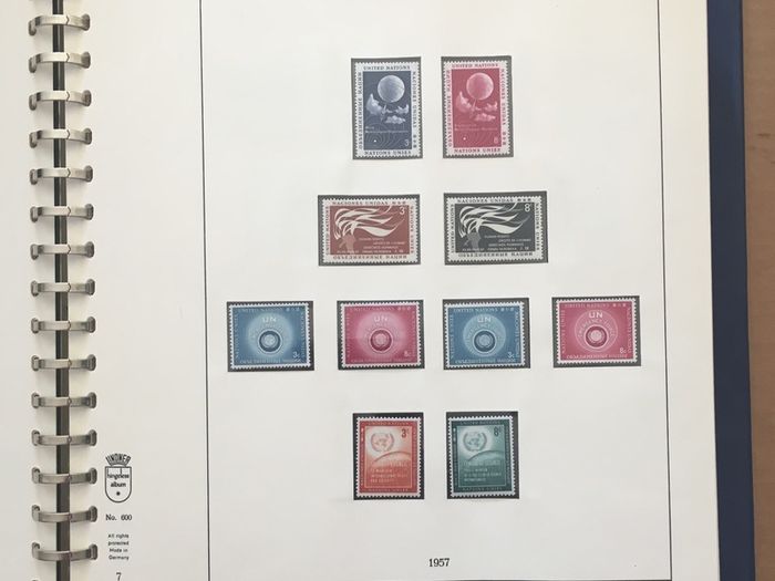 1951-1980s United Nations Stamp Collection Mint Never Hinged (MNH) in Lindner Pages housed in album (60 images showing contents)