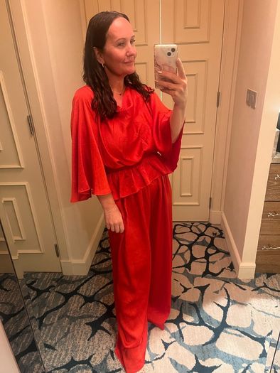 red jumpsuit