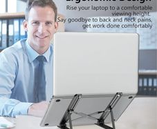 Laptop Stand for Desk, Adjustable Laptop Riser ABS Silicone Foldable Lap Desk Portable Computer Holder, Ventilated Cooling Notebook Stand for 10-15.6 Laptops,Tablet-Black