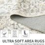 Rugs Living Room Large 200x300cm, Machine Washable Rug for Bedroom, Boho Soft Short Pile Area Rugs, Vintage Non Slip Kitchen Carpet for Dining Room Office, Beige Image 4