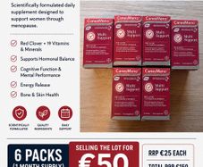 CanesMeno Multi Support menopause support supplement. Red Clover + 19 vitamins & minerals