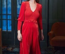 BNWT - Savida Ali Velvet Red Dress UK 10-12