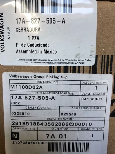 VW reversing camera/boot lock