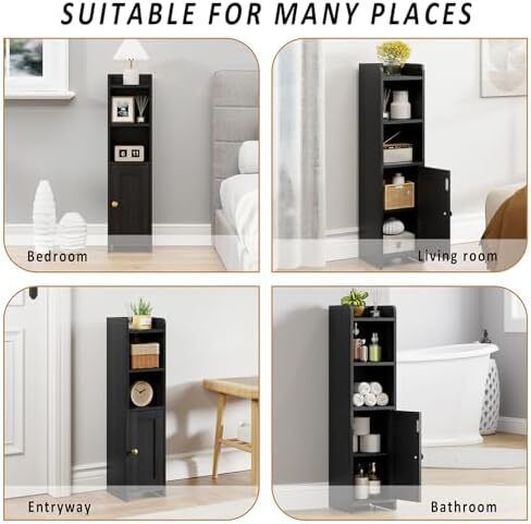 Small Bathroom Floor Cabinet, Freestanding Bathroom Organizer for Small Spaces