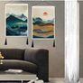 2 Pack Japanese Mountain Tapestry Wall Hanging with Tassels Misty Forest Tapestries Wall Art Sun Nature Landscape Home Decor for Bedroom Aesthetic (35 x 50cm) Image 2