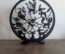 Pokemon Eevee Evolution Silhouette Scuplture 3D Printed Home Decoration