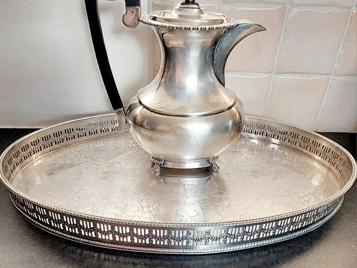 Vintage Sheffield Silver Plated Tray & Tea Pot