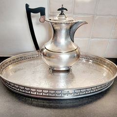 Vintage Sheffield Silver Plated Tray & Tea Pot