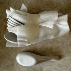 White Ceramic Chinese Soup Spoons (9)
