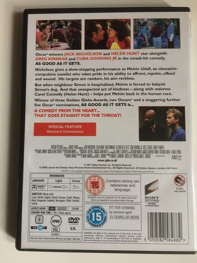 As Good As It Gets (James L. Brooks Film) [1997] Jack Nicholson, Helen Hunt, Greg Kinnear, Cuba Gooding Jr., Skeet Ulrich & Shirley Knight [Movie DVD] Academy Award Winner