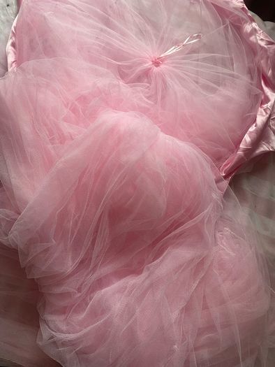 Beautiful pink tulle princess bed canopy.