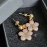 Gold plated pin earrings with enamel flowers pendants Image 5