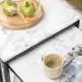 Set of 2 side tables nesting stackable coffee tables with marble-effect wood-look top black metal frame Image 3