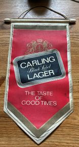 vintage pub banner Carling Black label Larger 1970s