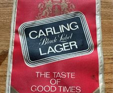 vintage pub banner Carling Black label Larger 1970s