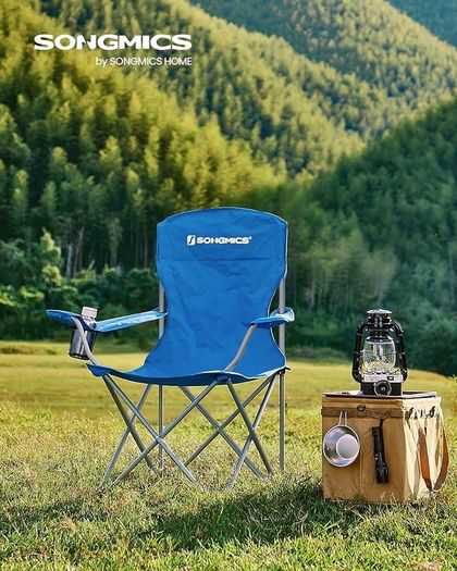 NEW SALE | Set of 2 Folding Camping Chairs, Comfortable, Heavy Duty Structure, Max. Load Capacity 150 kg, with Cup Holder, Outdoor Chair
