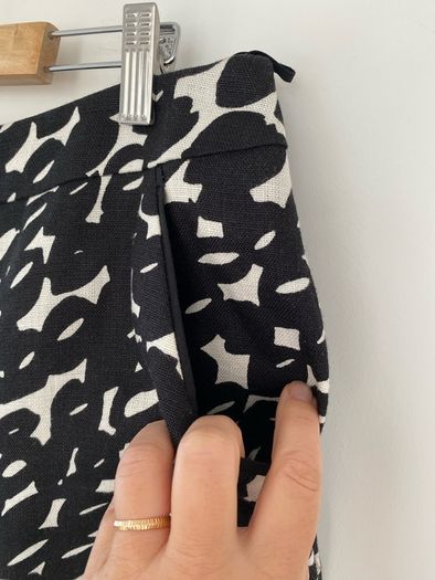 Max Mara Puro Lino Black White Linen Blend Skirt