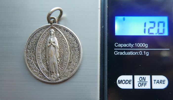 Antique Silver Plated Catholic Medal Charm