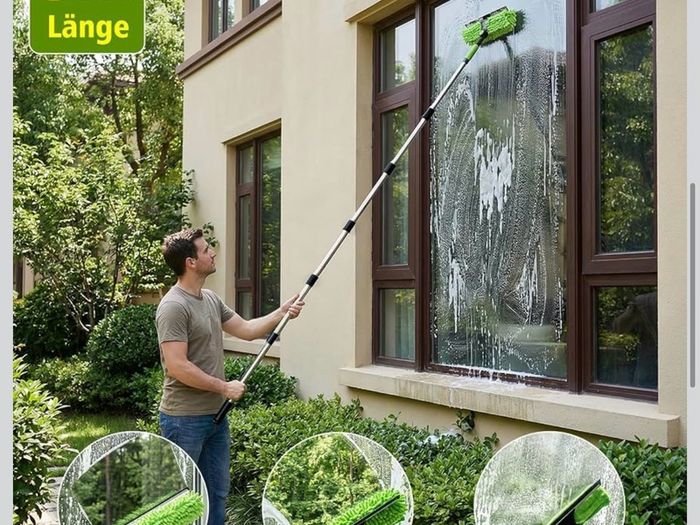 3M Window Cleaning Equipment with 400ML Window Cleaner, 2 in 1 Window Cleaning Kit with Window Squeegee and Microfiber Cloth for Indoor/Outdoor High Window