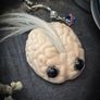Supporting Mental Health Cool Mohawk Brain with Black Eyes Decor Oddity Keyring Neurology Biology Image 2