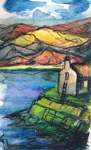 Ireland Inspired Aquarell Landscape from the Artist