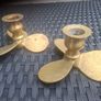 Lovely pair of Vintage solid Brass Nautical Boat propeller Candlestick holders Image 3