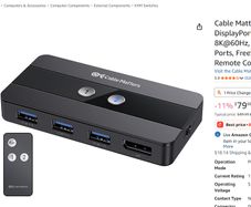 Cable Matters USB 3.0 KVM Switch DisplayPort 1.4 for 2 Computers