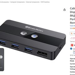Cable Matters USB 3.0 KVM Switch DisplayPort 1.4 for 2 Computers