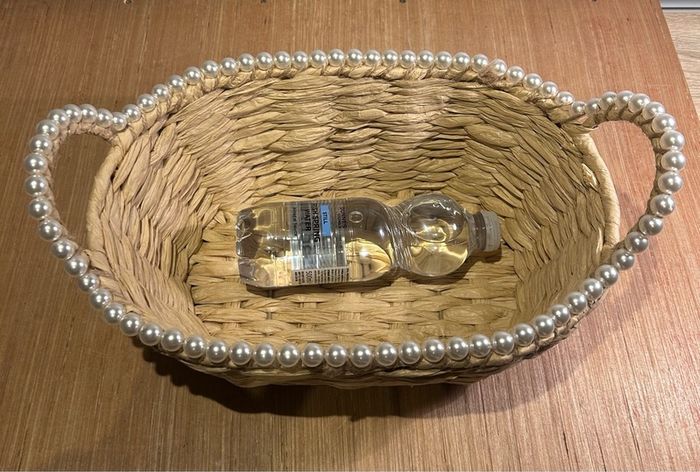 Faux Pearl Beaded Basket