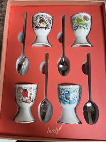 Birdy Set of Four Egg Cups and Spoons