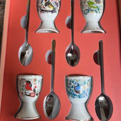 Birdy Set of Four Egg Cups and Spoons