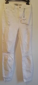 New Look Ladies Hallie Disco Ripped White Jeans Size UK8 Leg 32in New With Tags