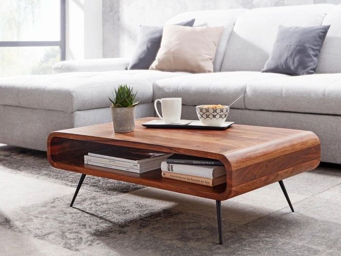 Sheesham Wood Coffee Table with Storage Shelf.