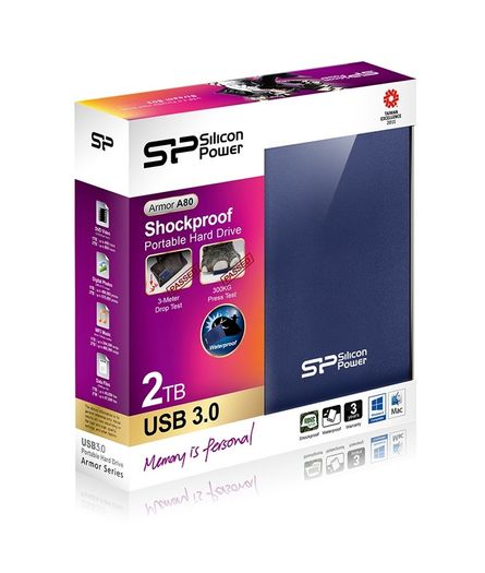 2TB Silicon Power Armor A80 Shockproof/ Waterproof Portable Hard Drive - USB3.0 - Blue Edition