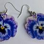 Majestic Lavender Pansy Floral Earrings Image 2