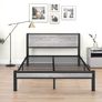 King Size Bed Frame with Storage Wooden Headboard Image 2