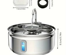 Cat Water Fountain, Stainless Steel Automatic Pet Water Dispenser with USB Power Mode, Quiet Operation, Visible Water Level Window for Cats and Dogs - No Battery Required