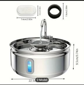 Cat Water Fountain, Stainless Steel Automatic Pet Water Dispenser with USB Power Mode, Quiet Operation, Visible Water Level Window for Cats and Dogs - No Battery Required