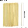 100 Pcs Bamboo Sticks 15cm Wooden Barbecue Skewers Sticks for BBQ kebabs Fruit Meat Image 2