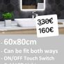 LED Bathroom Mirror 60x80cm Cold Warm Light Makeup Cosmetic Vanity Ensuite Bright Light Touch Switch Image 4