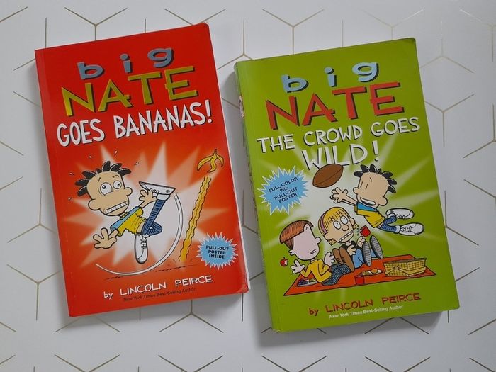 Big Nate goes bananas. Big Nate the crowdgoes wild. Big Nate here goes nothing. Big Nate the boy with the biggest head.
