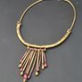 Handmade Brutalist Brass Choker Necklace, Scandinavian Artisan Statement Collar Image 5