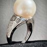 Sterling silver 925 Edison Pearl and Natural Cambodian Zircon Ring in Rhodium Overlay Image 8