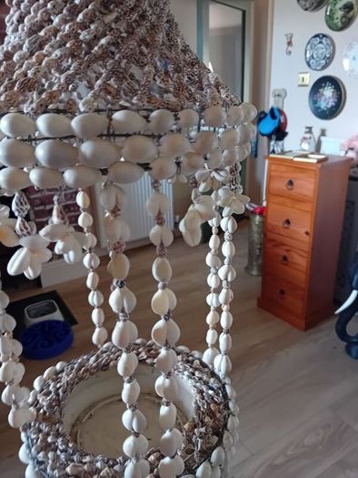 vintage 1960 seashell hanging planter