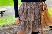 Print Tiered Frill Mini Skirt