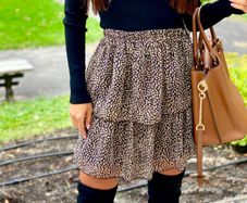 Print Tiered Frill Mini Skirt