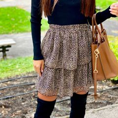 Print Tiered Frill Mini Skirt