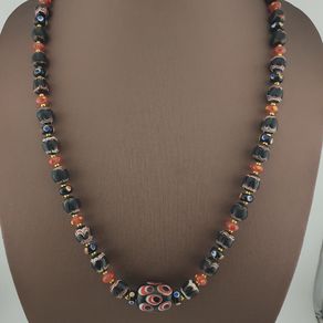Vintage Venetian Style Mix Eyes & Trade Glass Beads Necklace
