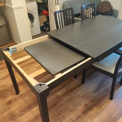 IKEA ekedalen Extendable Dining Table (Black-Brown) & 4 Padded Chairs