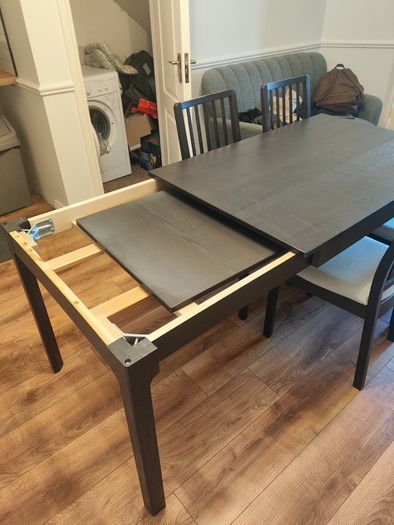 IKEA ekedalen Extendable Dining Table (Black-Brown) & 4 Padded Chairs